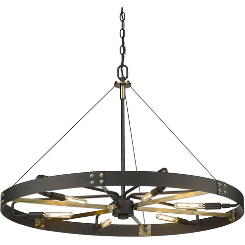 Vaughn 6 Light 33 inch Natural Black Pendant Ceiling Light in Aged Brass, Large